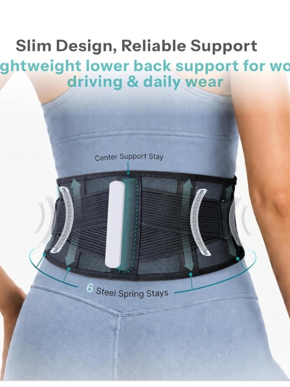 Ultra-Thin & Lightweight Back Brace for Lower Back Pain,Sciatica,Scoliosis L/XL - Picture 2 of 14